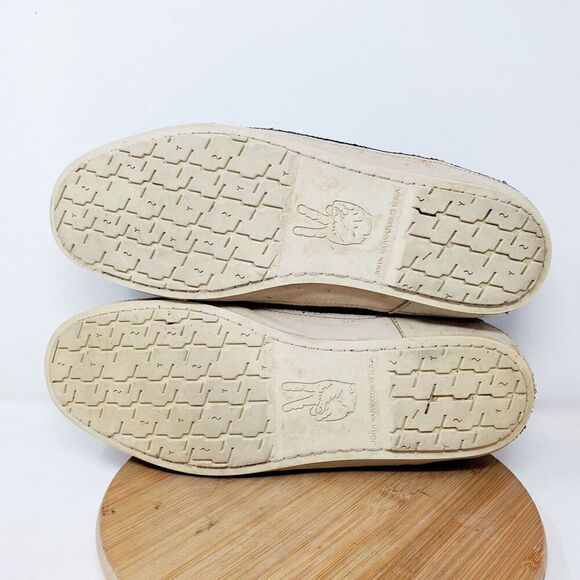 John Varvatos Shoes Mens 13 Redding Low Grey Leather Canvas Sneaker Distressed - Picture 12 of 14